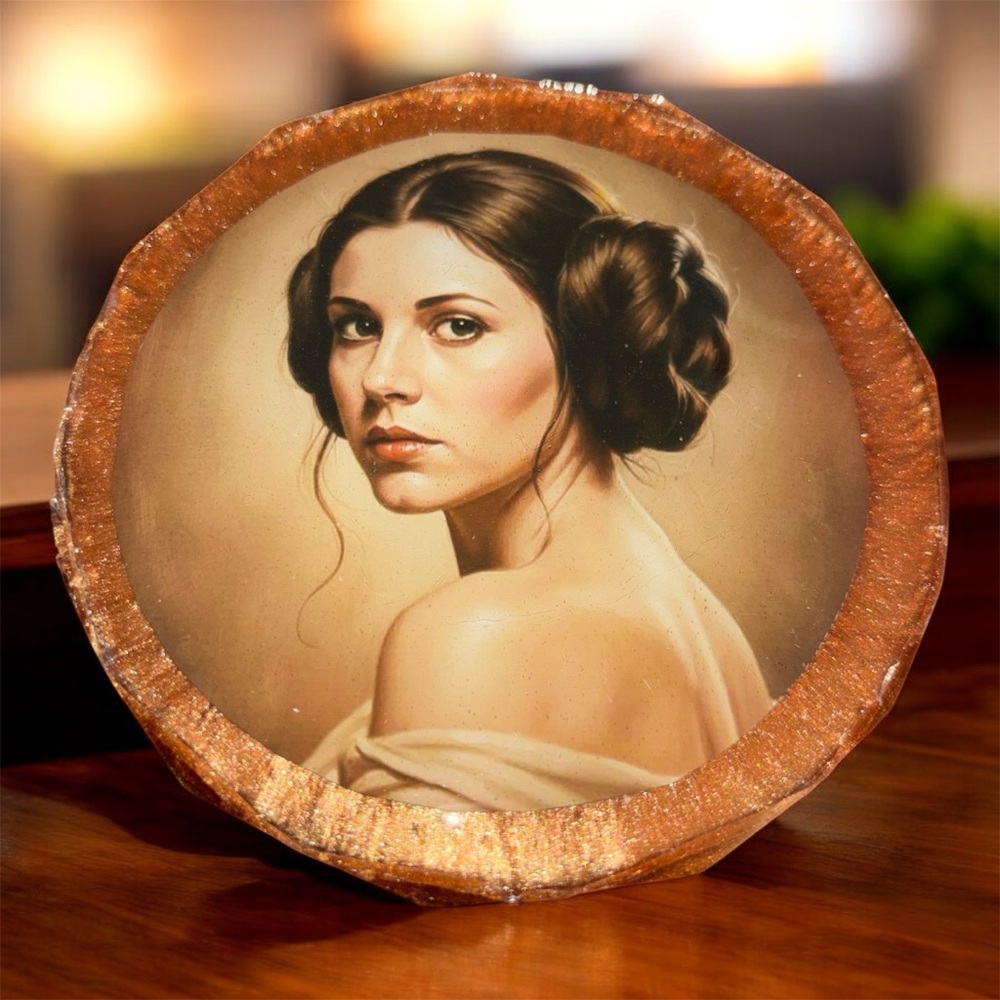 NORE’S NOVELTIES Set of 2 Geometric Handcrafted Coasters “HIDDEN PRINCESS”